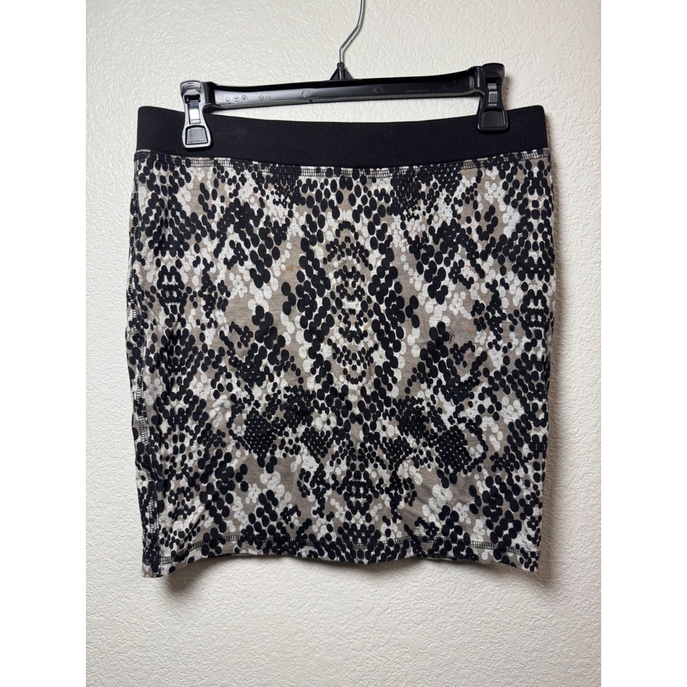 Trina Turk Gray Black Snakeskin Print Elastic Waist Mini Skirt Size M 139629